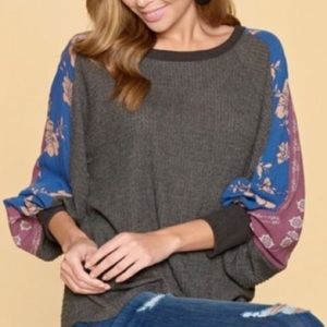 Multi-Print Knit Waffle Top